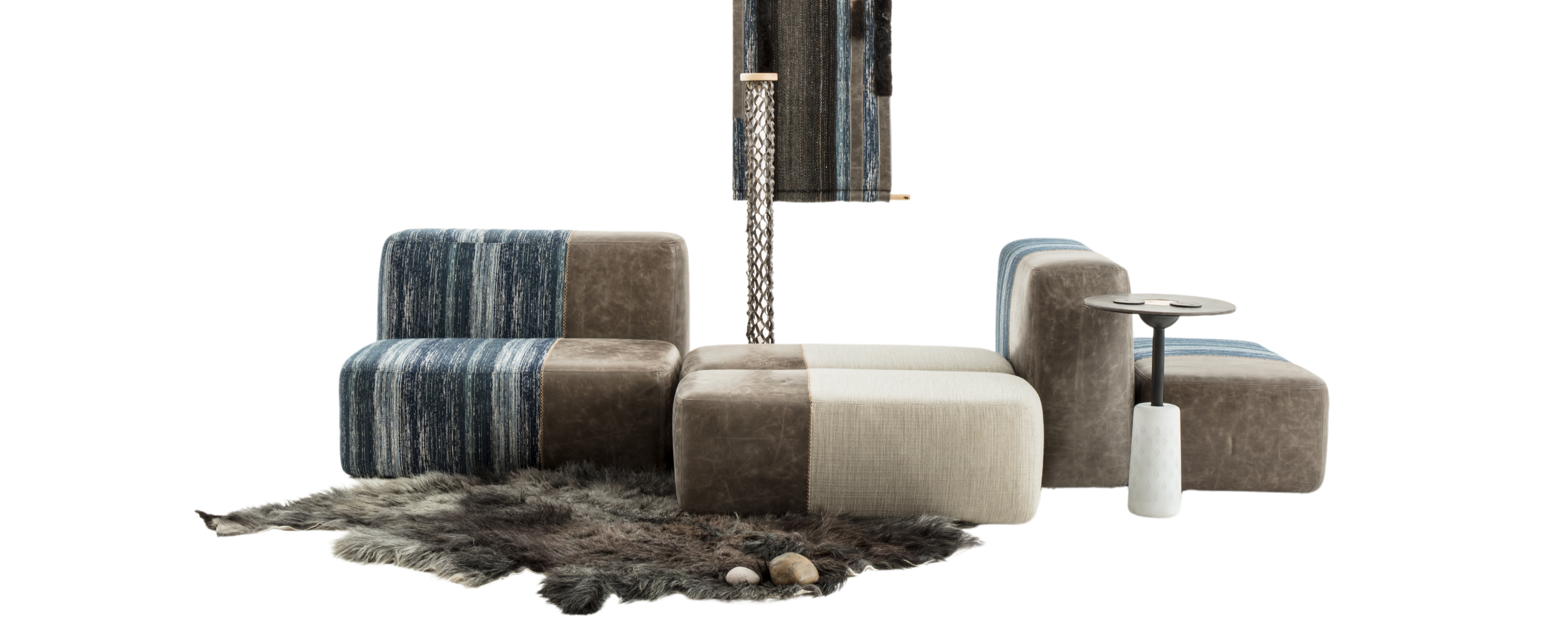 Modern modular seating and sofas including Langchan Cubes, Skin Sofa, and Nomad Marsh
