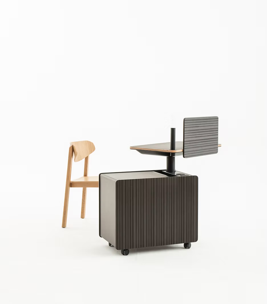 Boxwork acoustic partition with integrated LED lighting by Joeri Reynaert for Matsu — felt acoustic panel and lamp unit