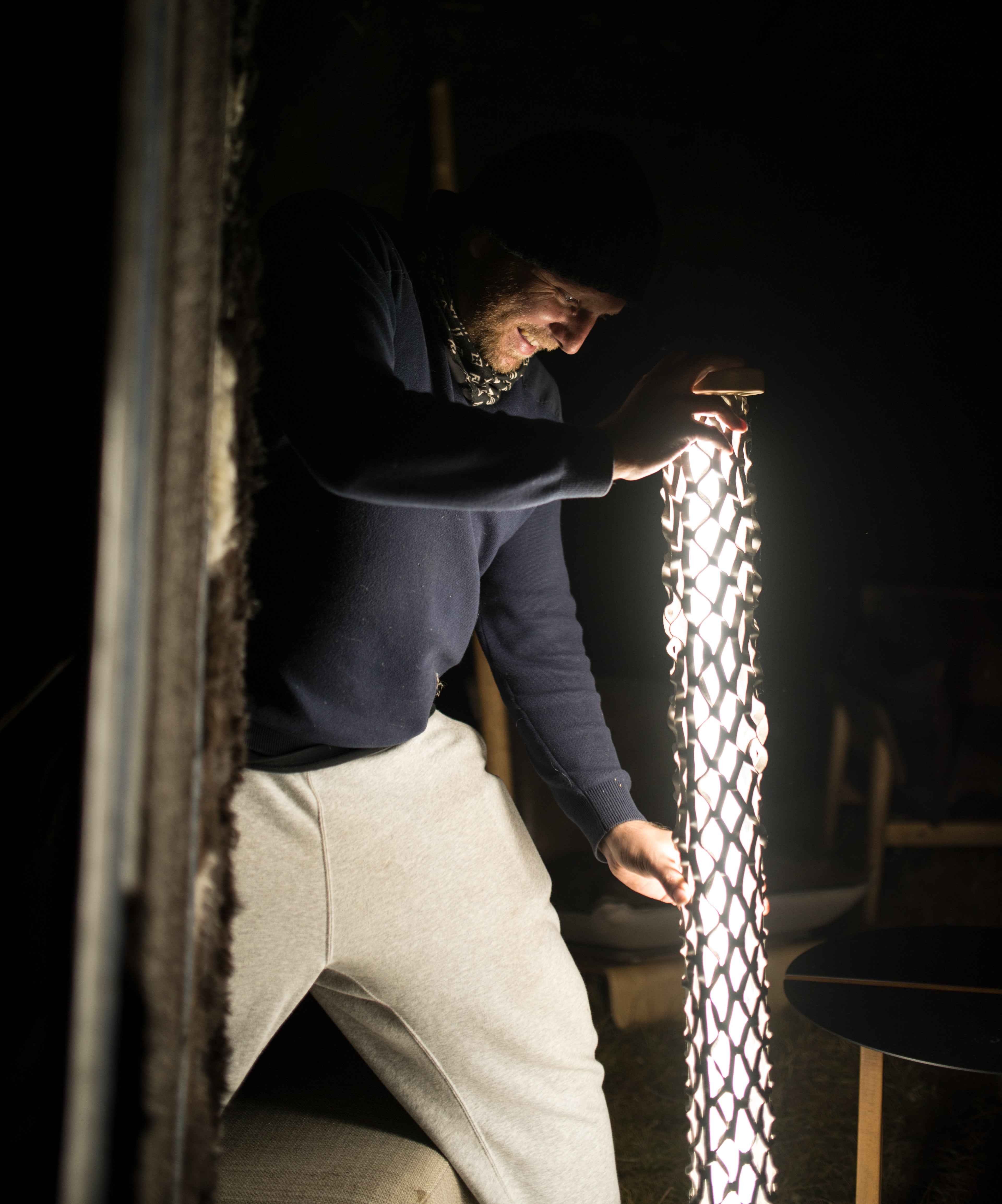 Nomad Mesh Yak-Leather Lamp - Lighting Up Exclusive Spaces - MATSU Europe & Middle East