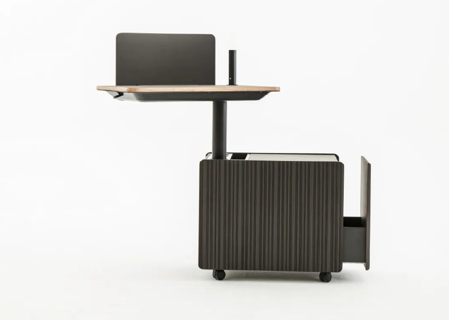 Boxwork acoustic partition with integrated LED lighting by Joeri Reynaert for Matsu — felt acoustic panel and lamp unit