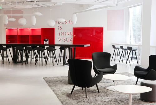 Clover lounge tables in an office breakout area