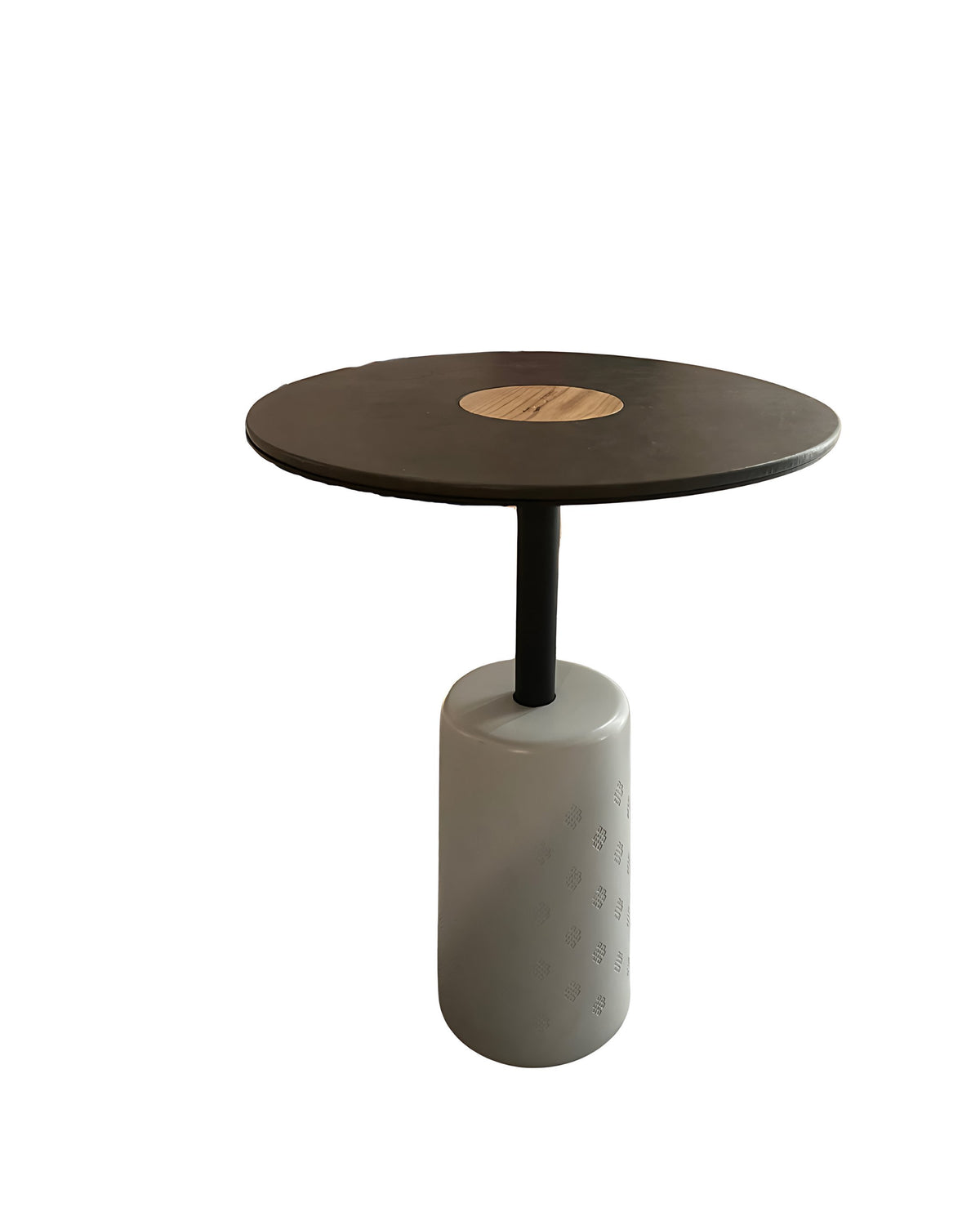 matsu kvn nomad coffee table in yak leahter with a base in cement