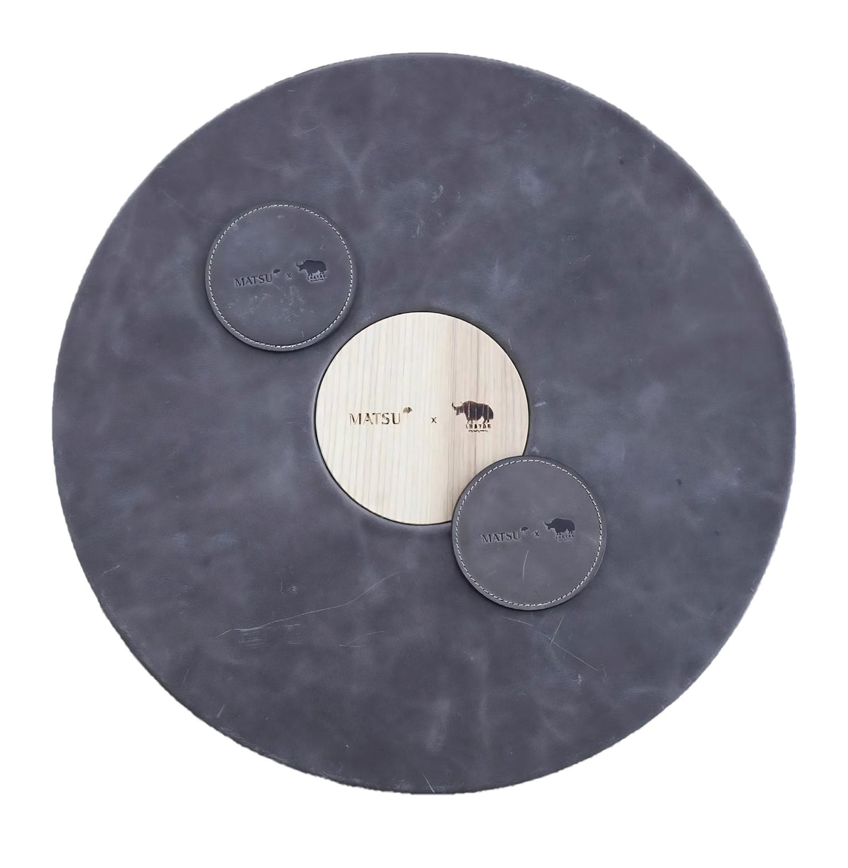 Nomad yak felt coasters, dark grey, round